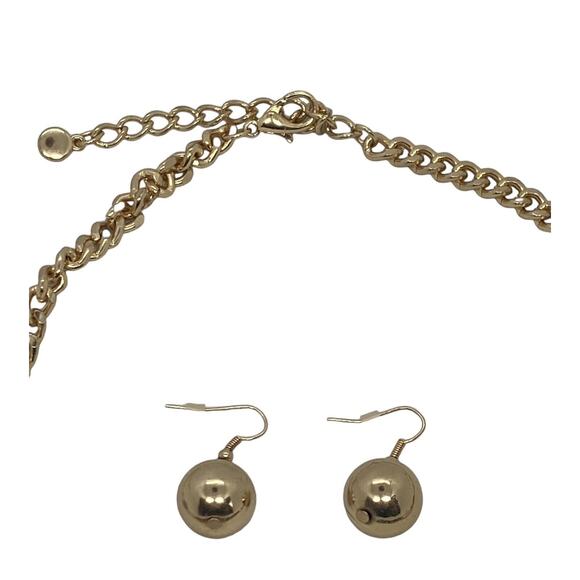 Fabulous Fashion 15” Gold Chain Necklace & Earrings Red Green Blue Disc Bib USA - Picture 4 of 16